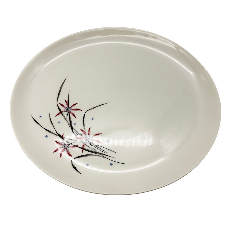 Syracuse China Carefree Flame Lily Oval Serving Platter 12.5" MCM replacement